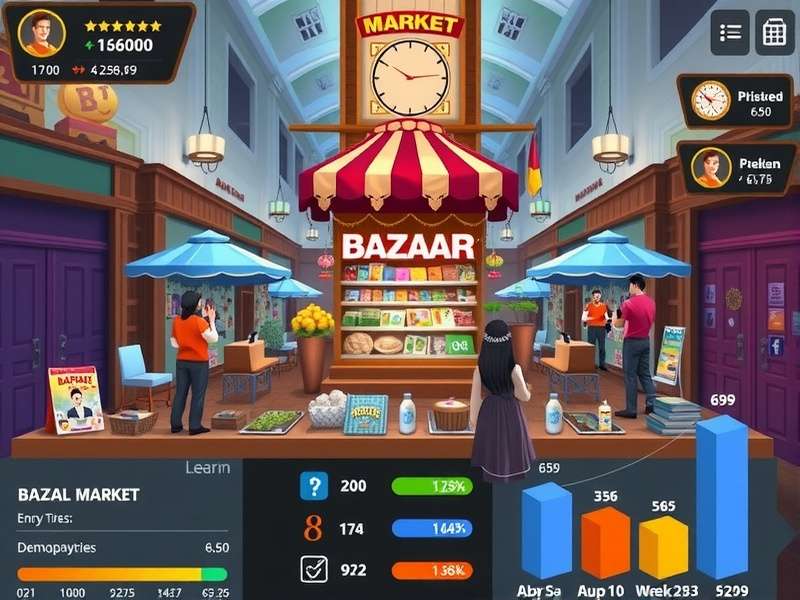 Bazaar Bargain Blitz gameplay screenshot showing market scene